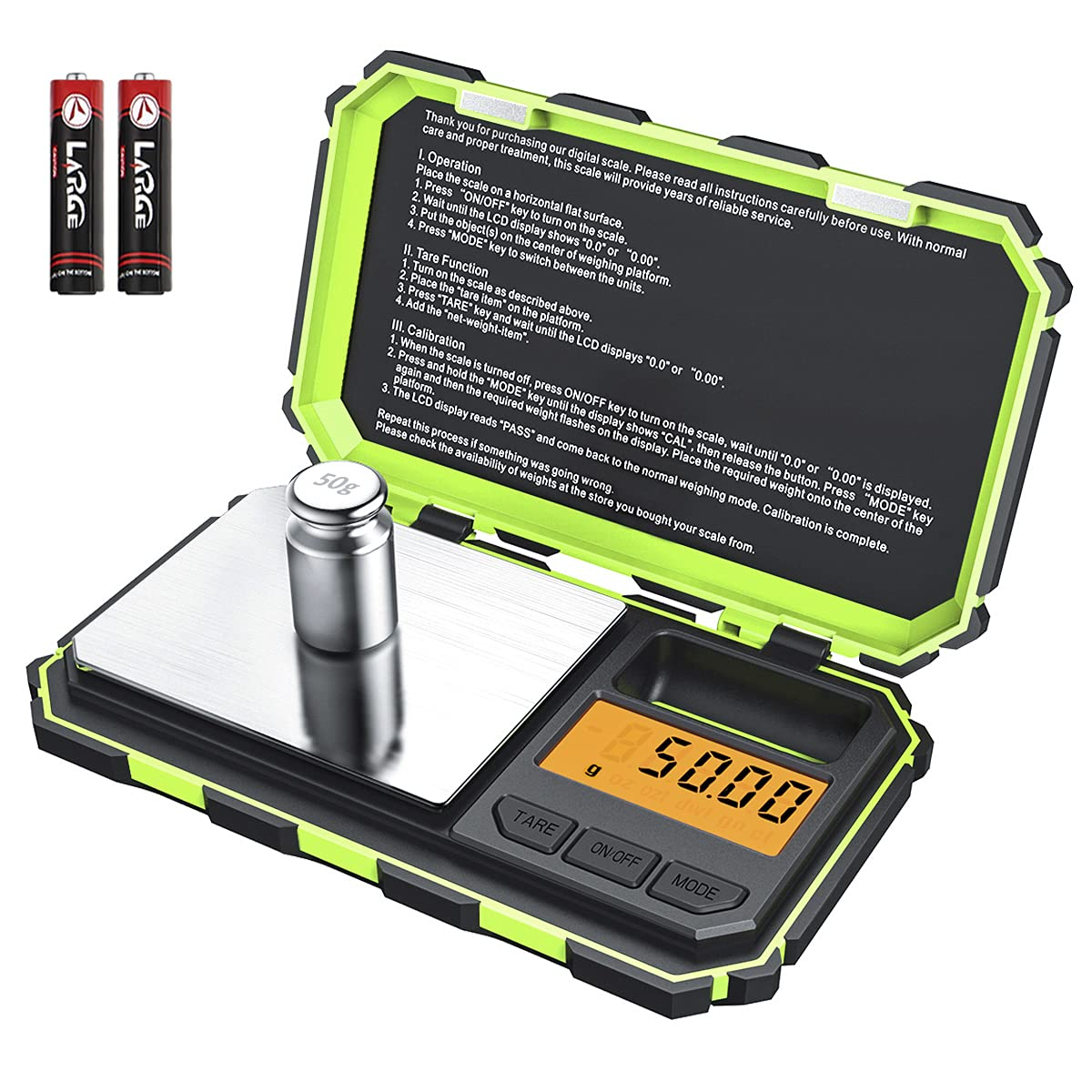 Digital Milligram Scale, 200G/ 0.01G Precision Mini Jewellery Scales with 50G Calibration, Potable Mini Scales Digital with LCD Backlit, 6 Units, Tare Function, for Jewellery, Experiment