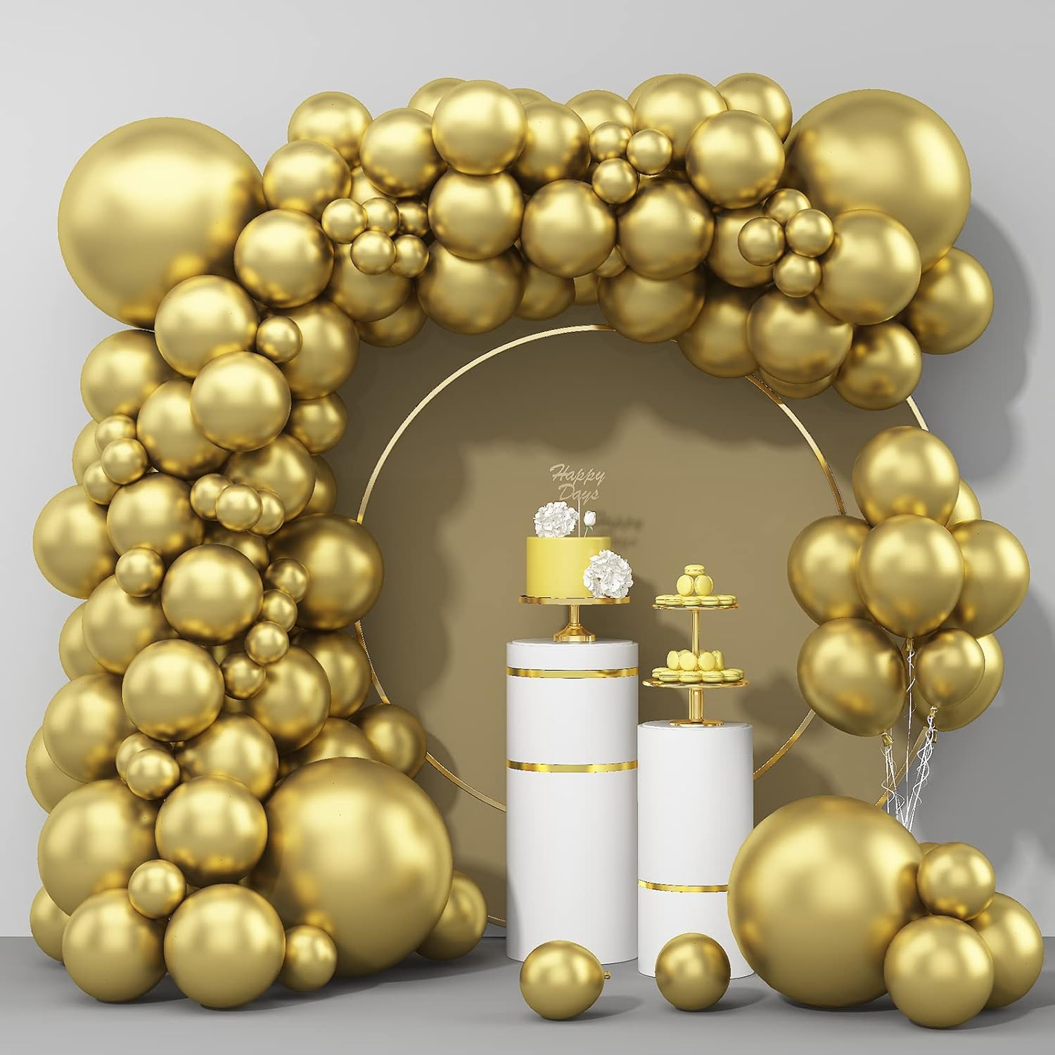 Pearl White Balloons Arch Double-Stuffed White Balloons Garland Ivory Balloon Different Sizes 18/12/10/5Inch 61Pcs Cream Beige Latex Balloons for Wedding Bridal Birthday Anniversary Decorations