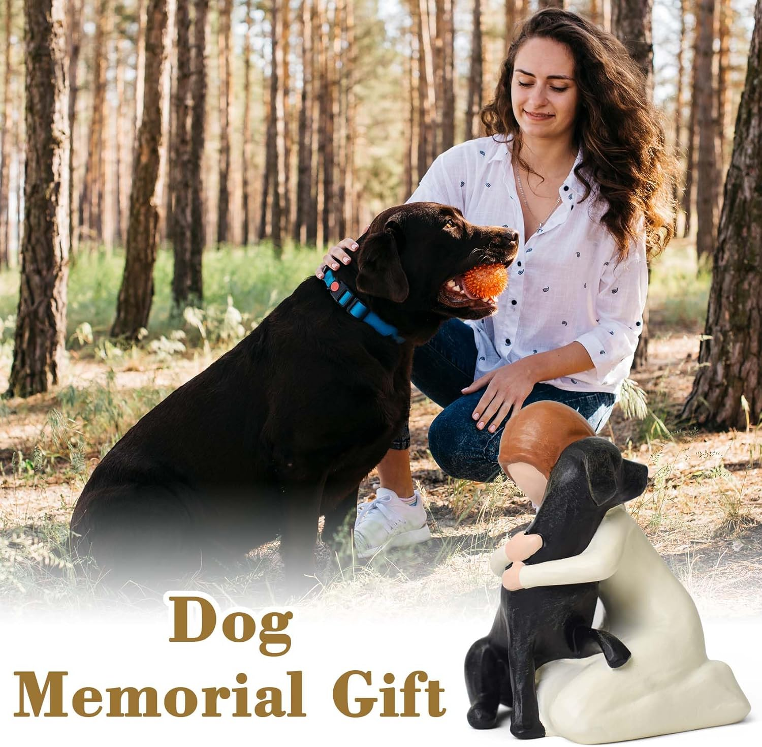 Lnrkai Black Dog Figurines Statues, Memorial Gifts for Loss of Dog, Sympathy Dogs Figurine for Pet Lovers, Hand-Sculpted Resin Black Labrador, Home Decor for Dogs Owners image number 1