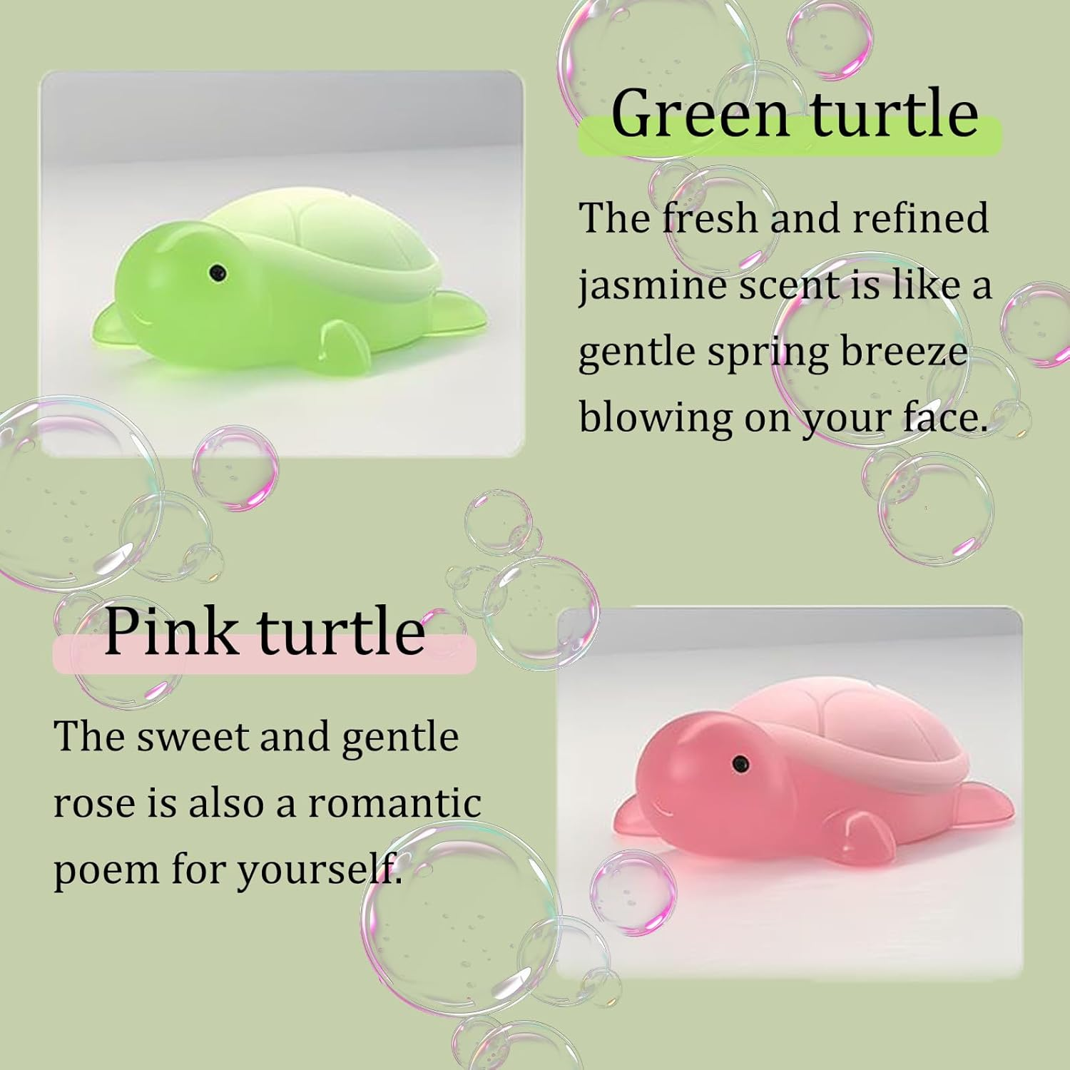 Little Turtle Handmade Essential Oil Soap, Turtle Soap, Turtle Shape Scented Botanical Bath Soap Bars, Cute Mini Turtle Moisturizing Soap for Kids, Face Body Moisturizing Artisanal Soap (J) image number 1