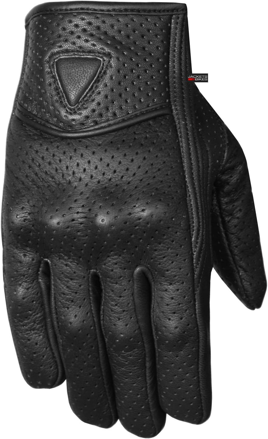 Jackets 4 Bikes Premium Men'S Motorcycle Leather Perforated Cruiser Protective Gel Gloves image number 4