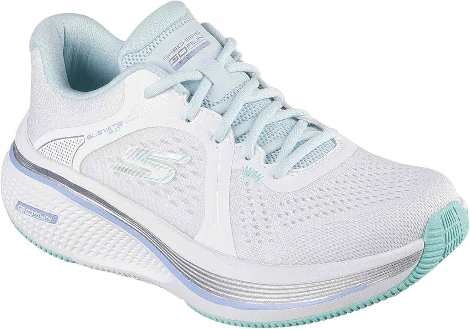 Skechers Womens Go Run Elevate 2.0 Quartz White Athletic Shoes