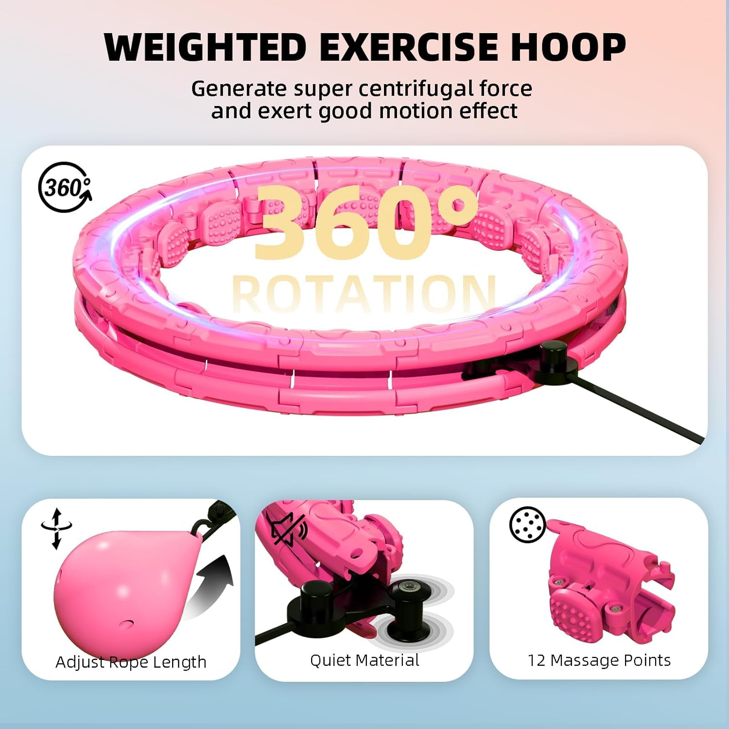 Weighted Hula Infinity Fitness Hoop for Adult Weight Loss, 2 in 1 Smart Fitness Workout Hula Circle Hoops with 28 Detachable Knots, Exercise Fit Hoop Suitable for Women and Beginners - Green image number 7