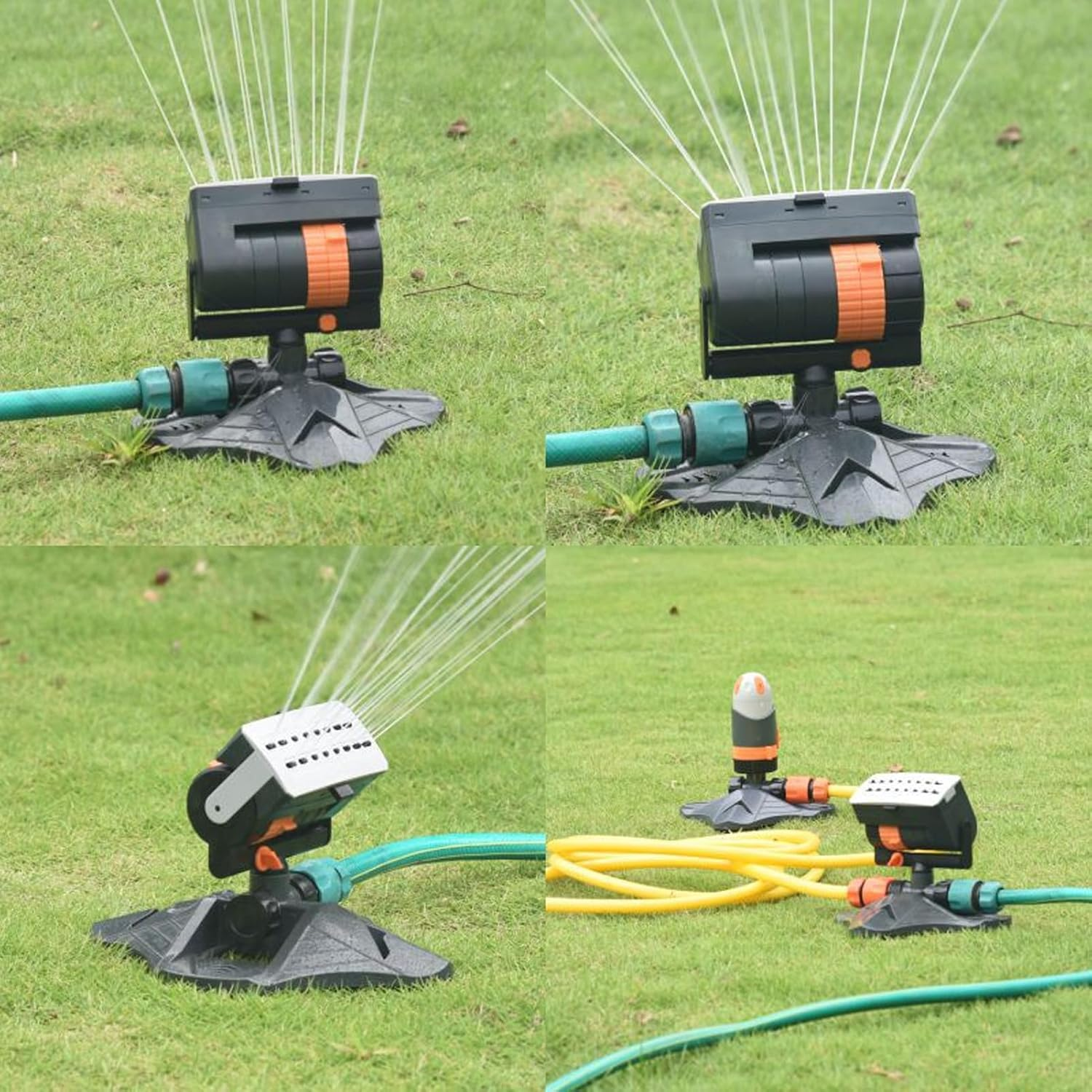 Lawn Sprinkler, 16 Hole Automatic Swing Garden Water Sprinkler with 4 Spray Modes, Adjustable Spray, for Vegetable Plots Flower Beds Yard image number 6
