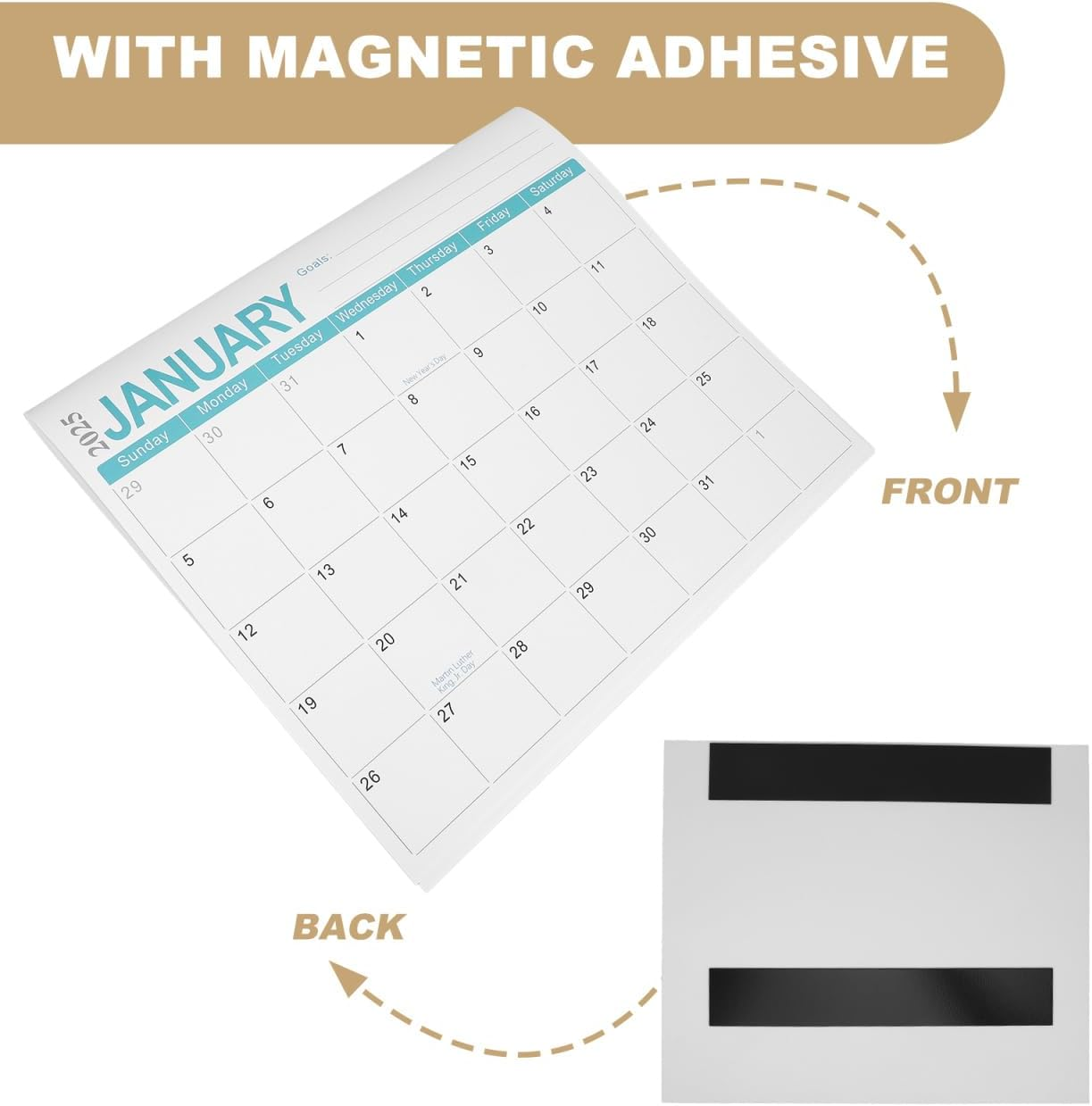 TEHAUX Magnetic English Calendar for Fridge (July 2024-December 2025) - Blue Monthly Planner with Easy-Write Surface - Home, Office & Kitchen Organization image number 3