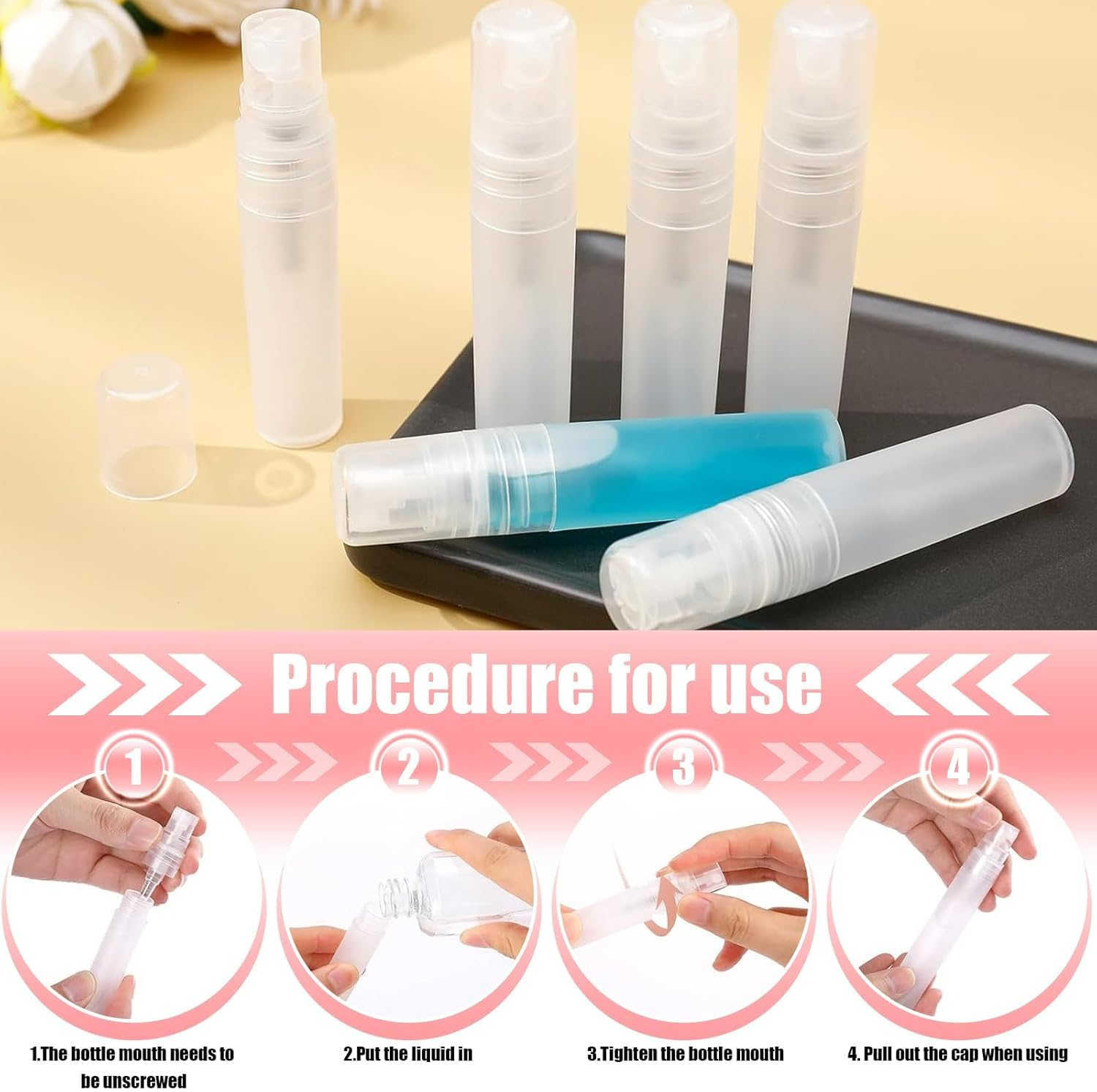 Mini Spray Bottle, 6 Pcs Mini Clear Perfume Bottle, 5Ml Refillable Fine Mist Spray Bottles for Liquid, Perfume, Makeup Tool, Travel image number 1