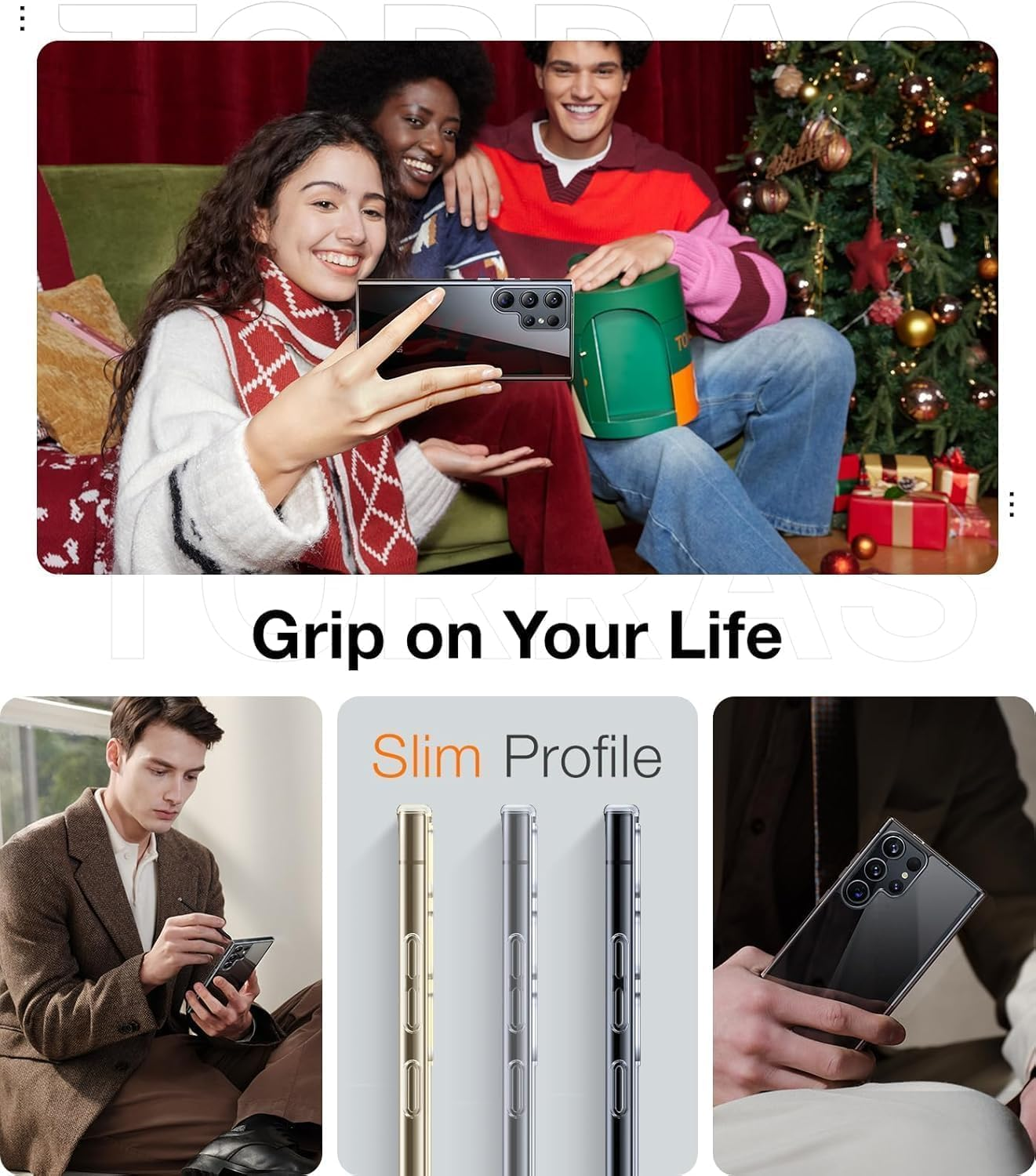 TORRAS Shockproof for Samsung Galaxy S25 Ultra Case 6.8'',12FT Military Grade Drop Tested, Protective Hard Semi-Clear Matte Back & Soft Edge Slim Galaxy S25 Ultra Clear Case Guardian Series, Clear image number 6