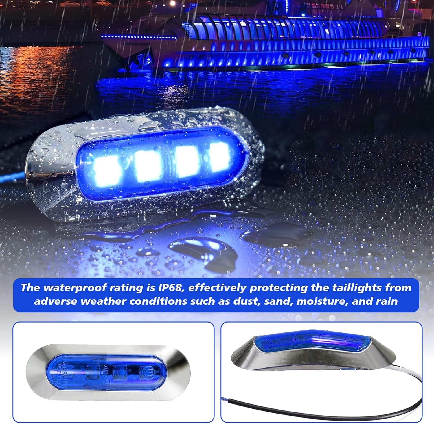 6Pcs 9.2Cm Boat Interior Lights, Waterproof LED Deck Courtesy Lights for Yacht, Pontoon, Sailboat, 12V24V Cockpit Light Also for Truck, RV, Exterior Modification, Durable Bright LED Lighting (Blue) image number 2