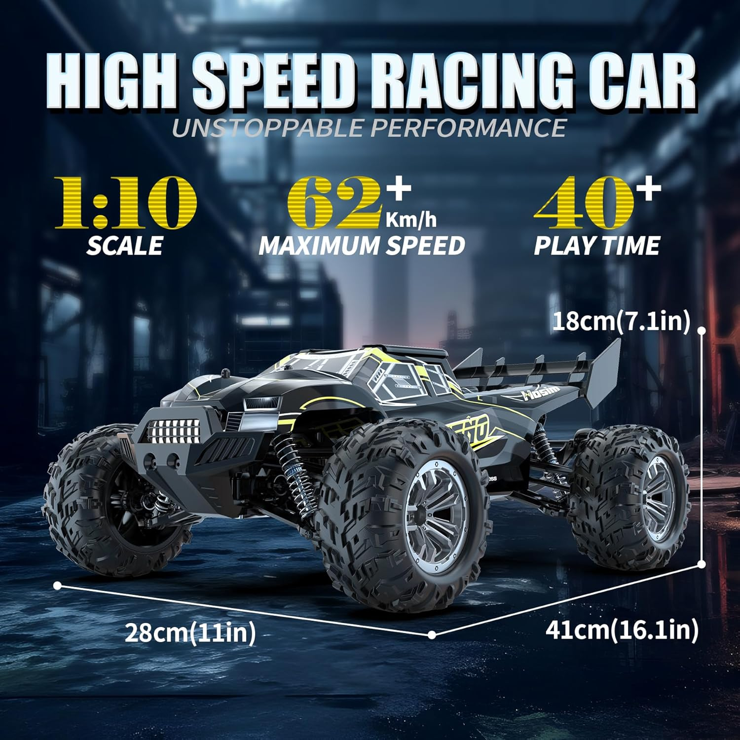 Hosim 1: 10 Brushless Rc Cars for Adults, Max 39+MPH Fast Remote Control Car for Boy, 4X4 High Speed Rc Truck All Terrains off Road Rc Buggy Waterproof Hobby Grade Large Racing Toy Gift Monster Truck image number 5
