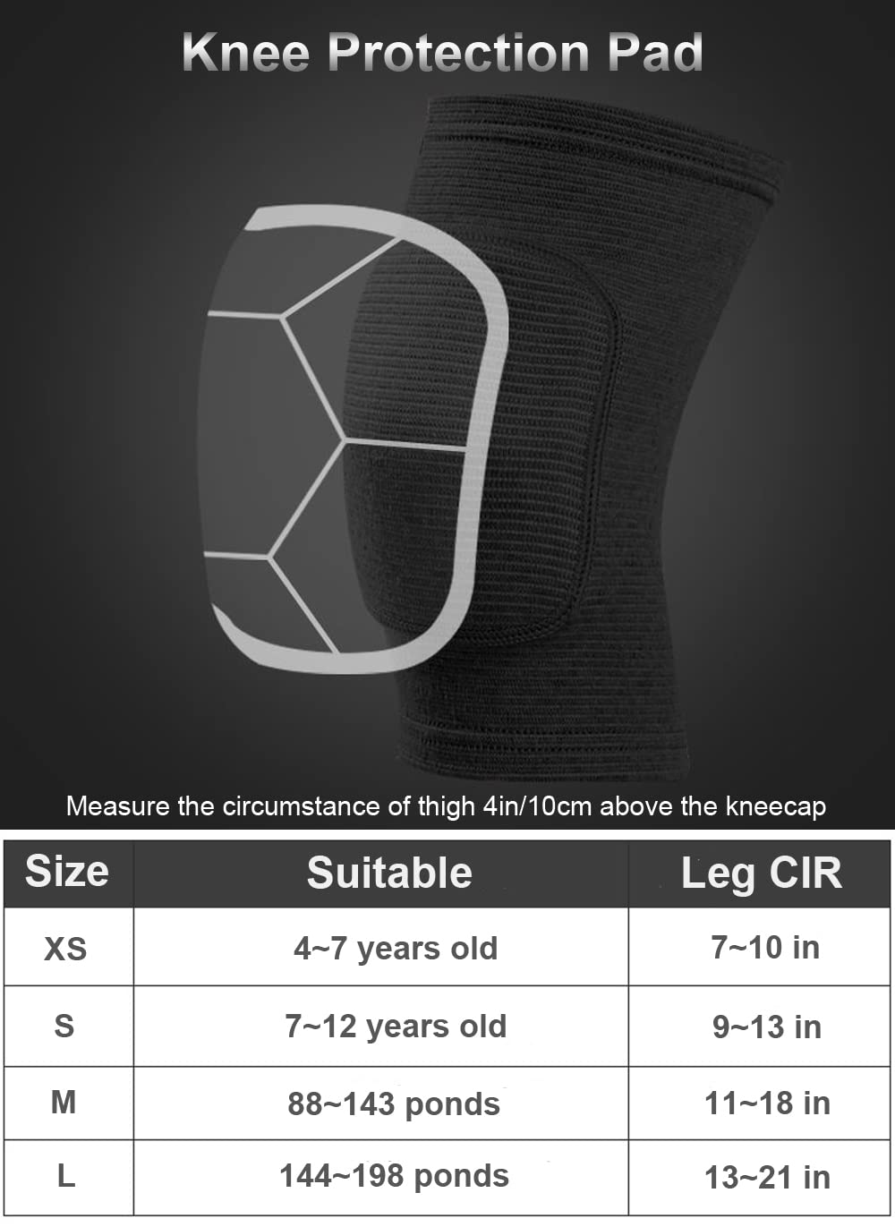 Knee Pads for Women, Dance Knee Pads Wrestling Knee Pads Basketball Knee Pads Volleyball Knee Pads for Women, Knee Protector Soft Knee Pads for Work (Black + White, XS) image number 5