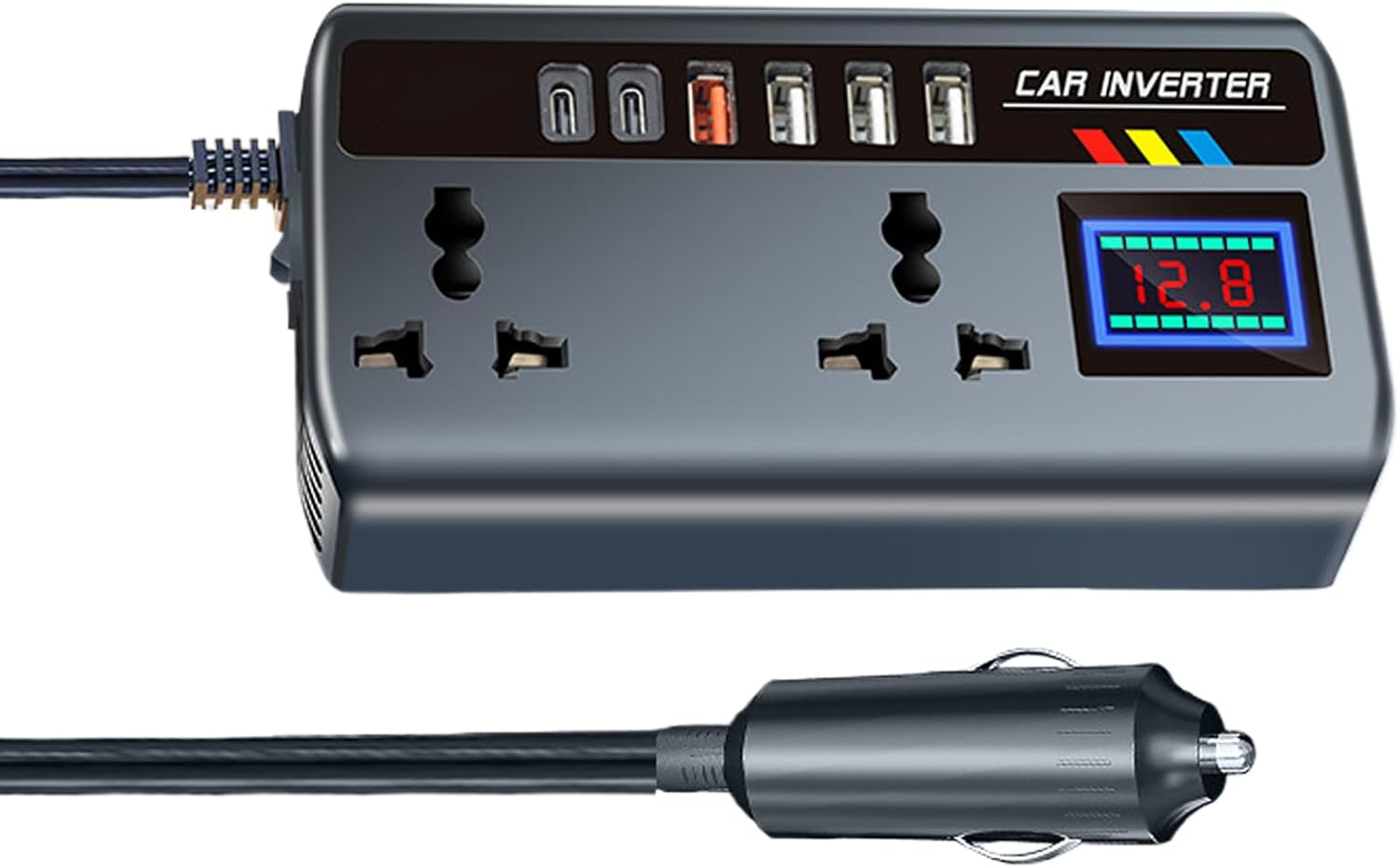 Inverter 12V to 240V, 200W Car Voltage Converter Transformer 240V 230V with 3-Pin Socket & 4 USB Ports for - 12V/24V 220V Outlet Adapter 2 AC Output Multi-Functional 3 Plug Adults image number 1