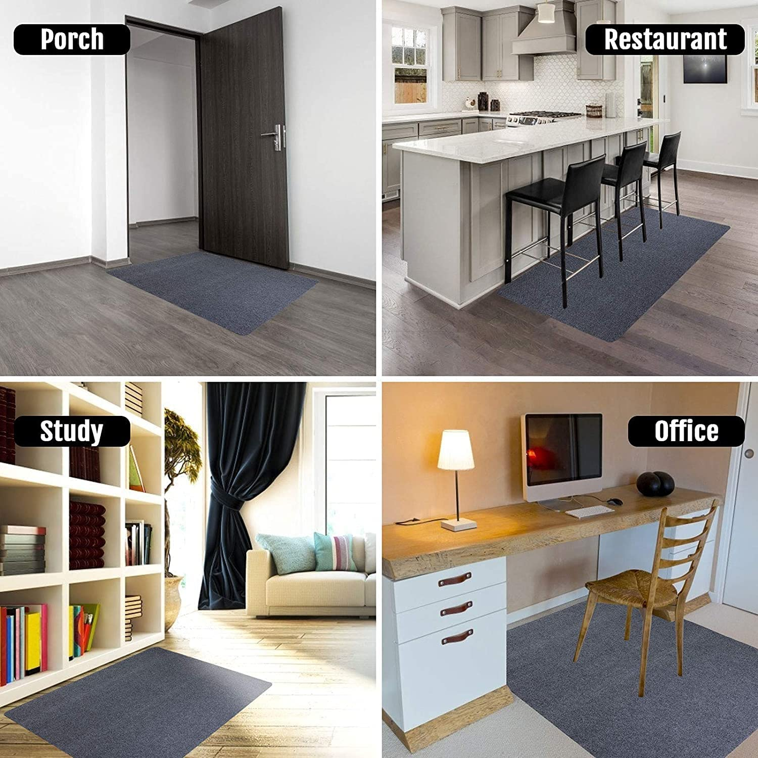 Jabykare Office Chair Mat Carpet for Hard Floor, Computer Desk and Gaming Rolling Chair Protector (Grey, 90 * 120 Cm) - Grey image number 3