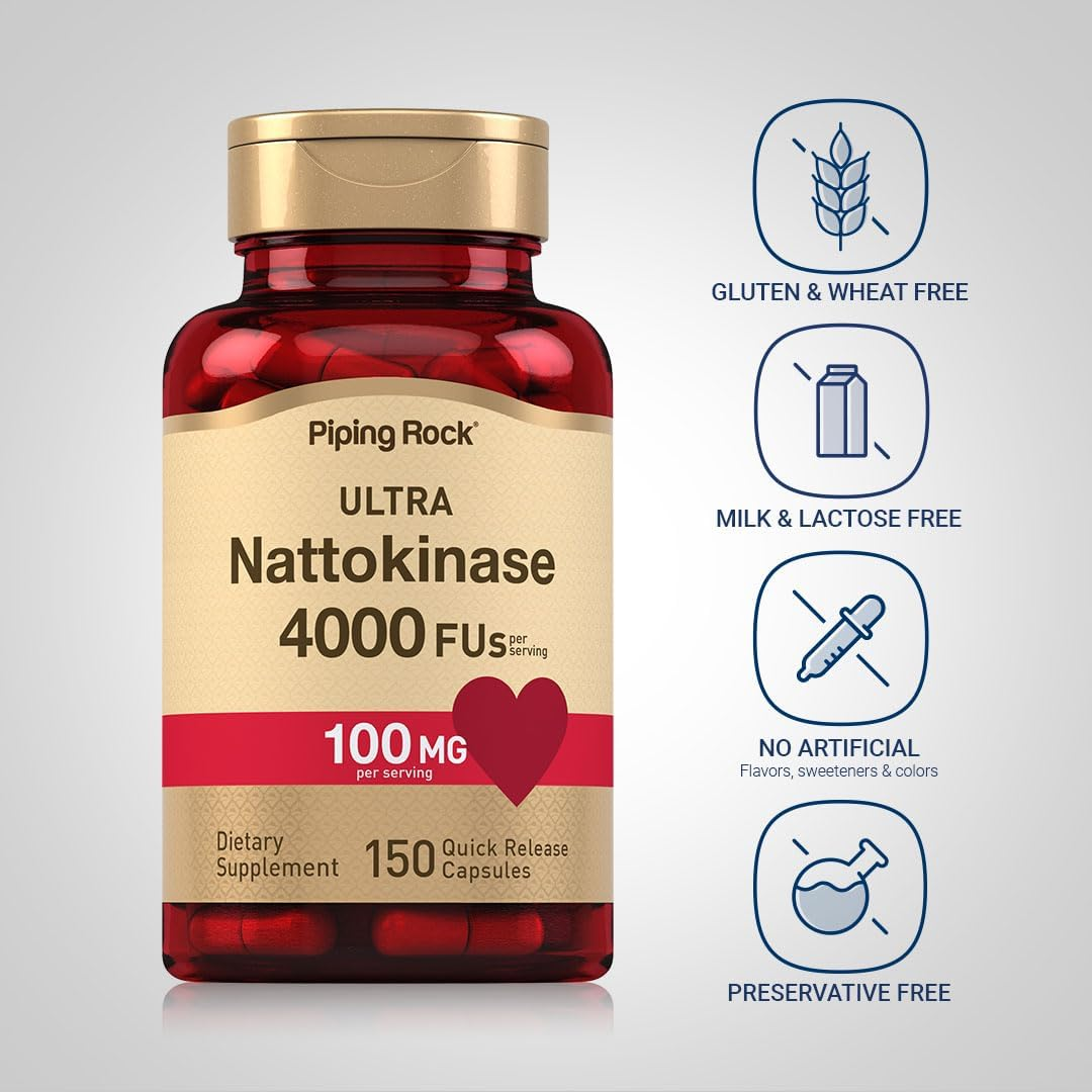 Piping Rock Nattokinase 4000 FU | 150 Capsules | 200Mg Supplement | Non-Gmo, Gluten Free image number 1
