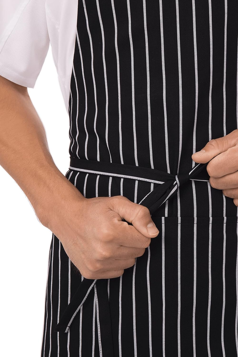 Chef Works Unisex Bib Apron, Black Chalk Stripe, One Size