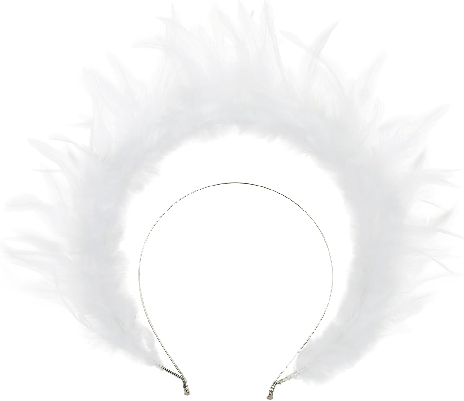 Partyforu White Feather Halo Headband - Goddess Angel Crown for Women Wedding Cosplay Accessories