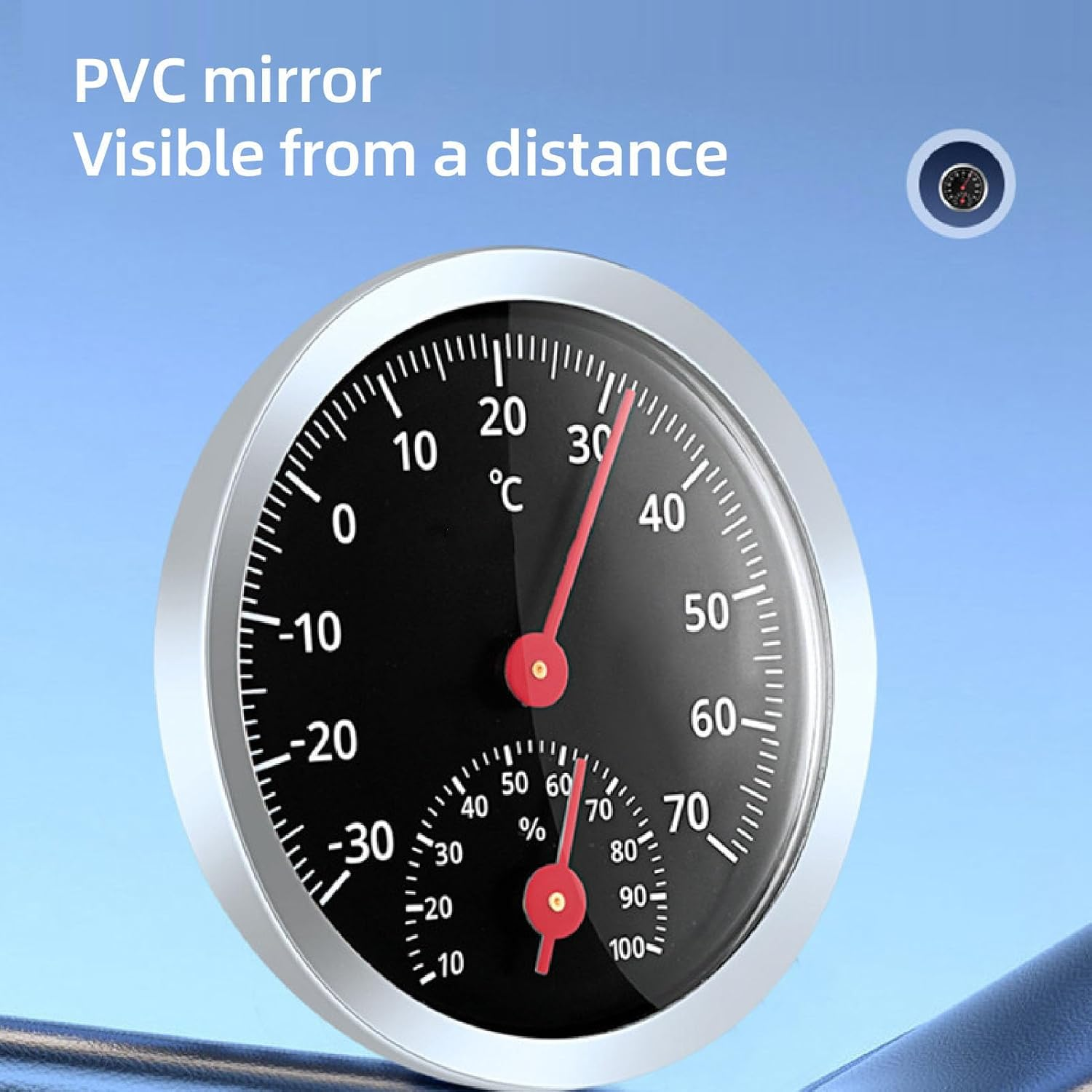 Jectse Temperature Humidity Meter Car Thermometer Hygrometer Mechanical No Battery for Indoor, Aluminium Alloy, 1 Thermometer Hygrometer for Refrigerators image number 4