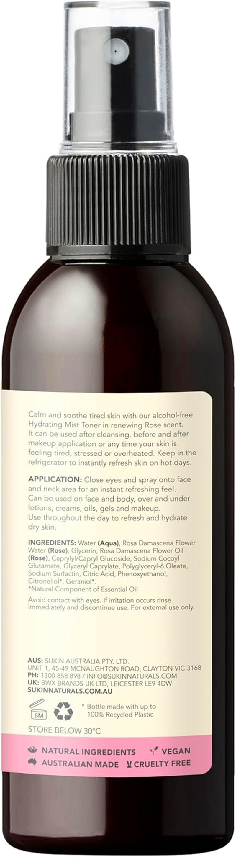 SUKIN ROSE HYDRATING MIST TONER 125ML image number 4