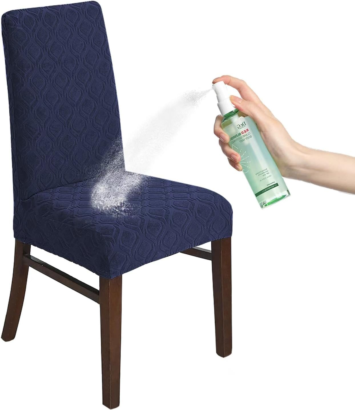 Waterproof Chair Covers Set of 6 Stretch Washable Armless Chair Slipcovers for Dining Living Room,Hotel, Banquet (Navy Blue) image number 7