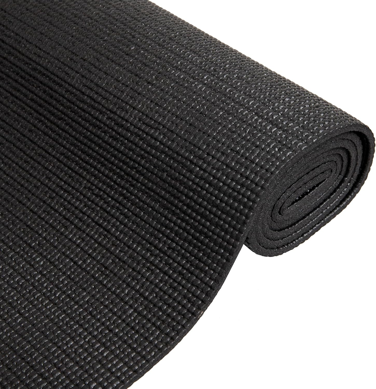 Mind Reader YOGAPVC-BLK All Purpose Extra Thick Yoga Fitness & Exercise Mats with Carrying Strap, High Density Anti-Tear image number 1
