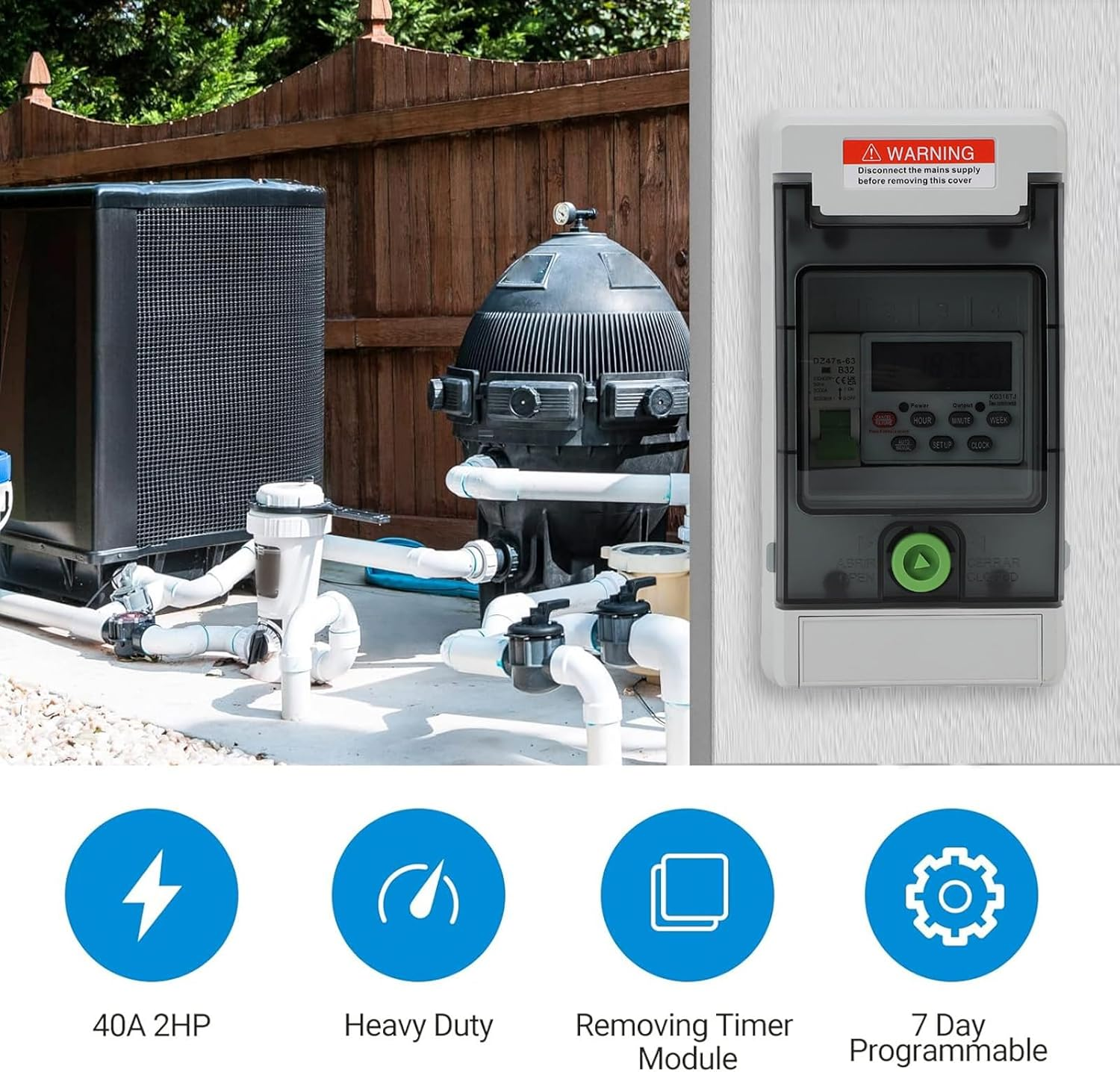 Digital Timer Box, 7 Day 16 Times on off Timer Switch Electrical Box 380Mah Battery Automatic Control Energy Saving Clear Key Setting for Irrigation System image number 2