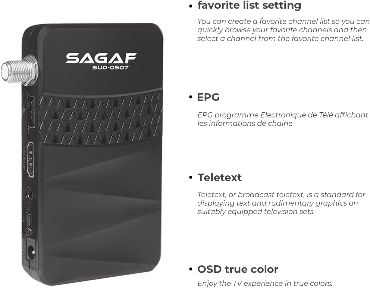 LEYF & Sagaf SUD-0507 Mini Satellite Receiver DVB-S2 Full HD 1080P Digital Receiver (HDTV, Scart, USB) image number 4