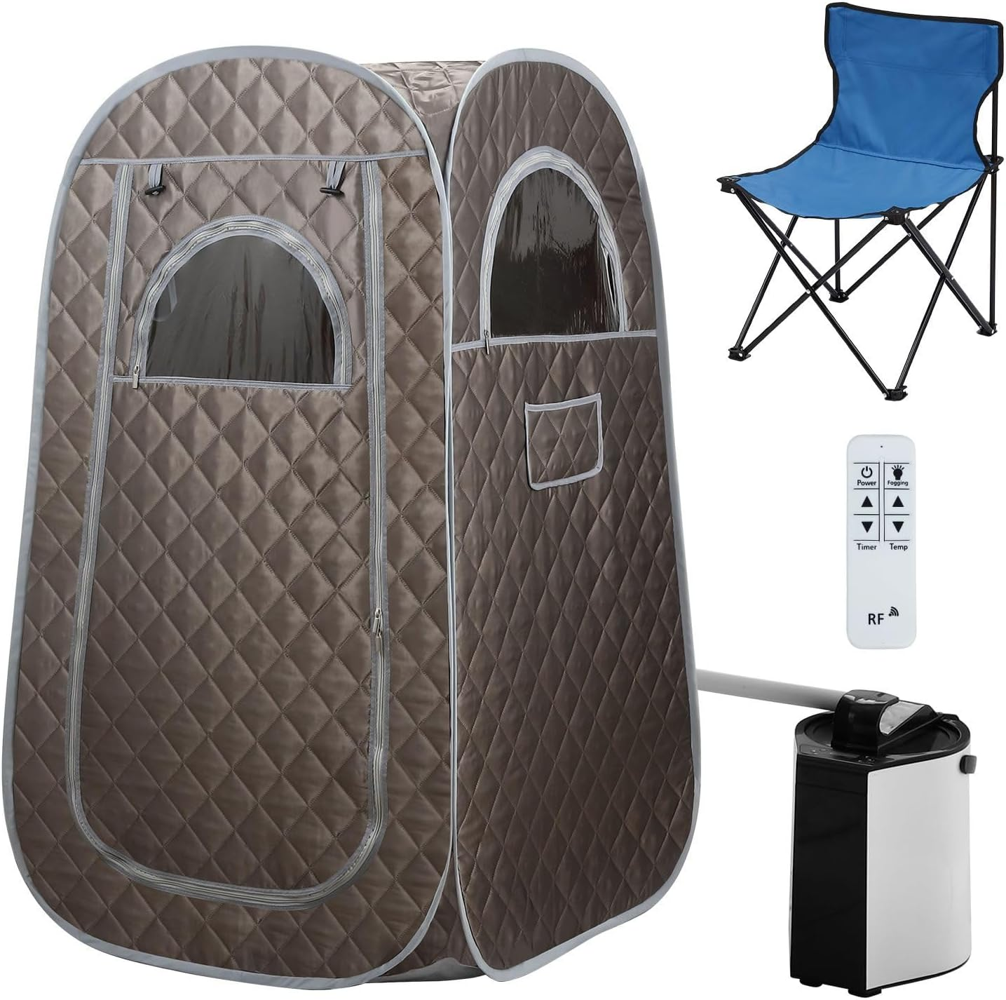 AUSWAY 3L Portable Sauna Steam Tent Room, Foldable Steamer Heating Skin Spa Box with Chair Indoor image number 6