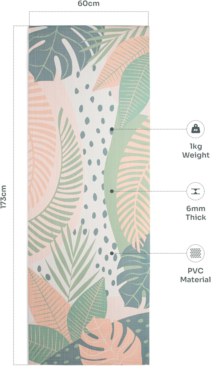 Myga 6Mm Printed Yoga Mat - Non-Slip Exercise Mat for Men & Women - Thick & Comfortable for Yoga, Pilates & Meditation - Lightweight & Durable for Home, Gym & Travel - 173Cm X 61Cm - Palm image number 2