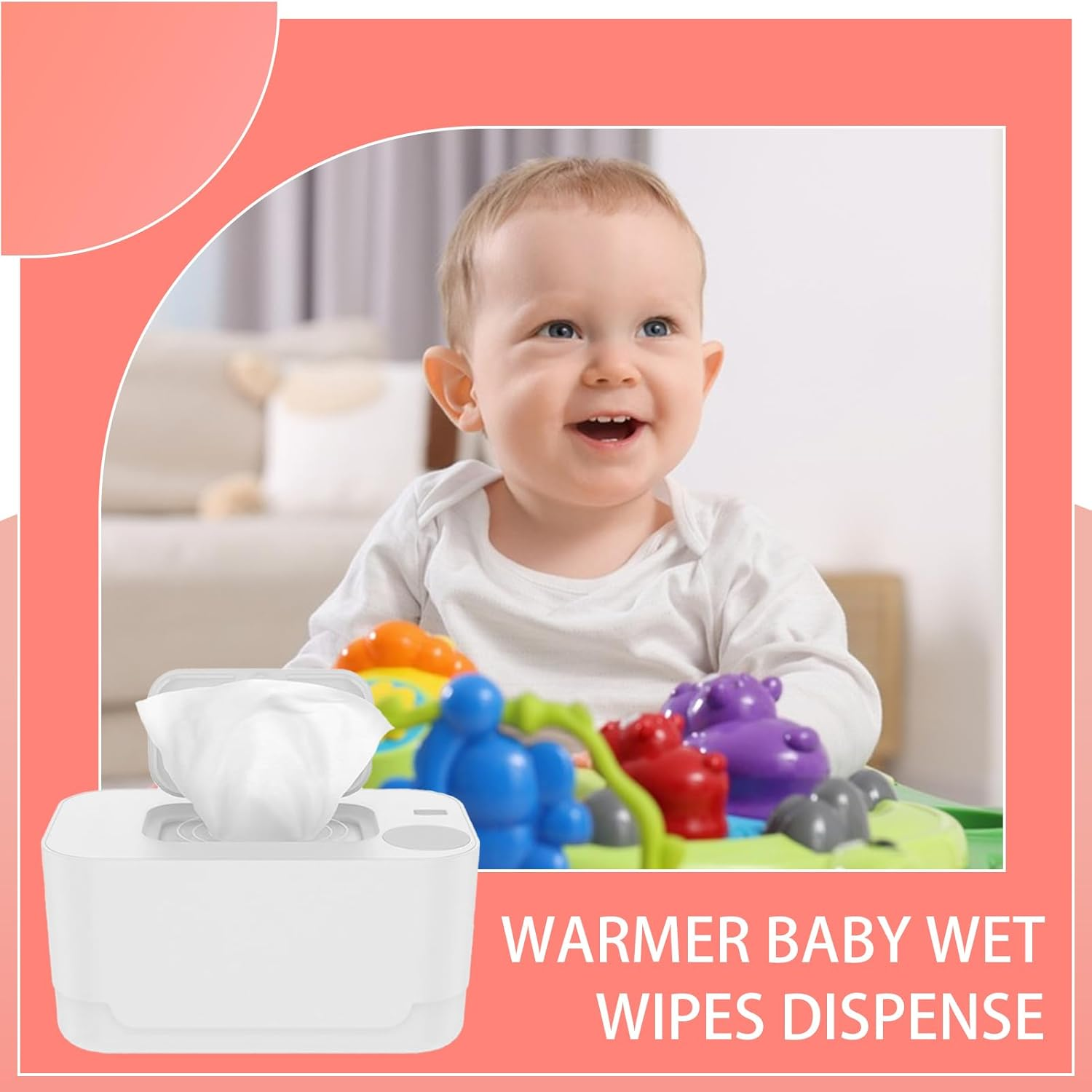 Baby Wipe Warmer Dispenser - Even Heating Baby Wipes Warmer Dispenser for Home Use,Portable Space-Saving Diaper Heater Holder Case for Living Room - White image number 2