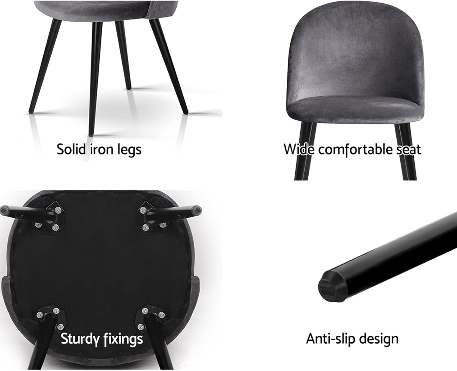 Artiss Fabric Dining Chairs Set of 2, Kitchen Chairs with Metal Legs, Upholstered Nursing Seats Reading Seating, Home Furniture for Living Room Bedroom Cafe Office, in 42Cm Seat Height