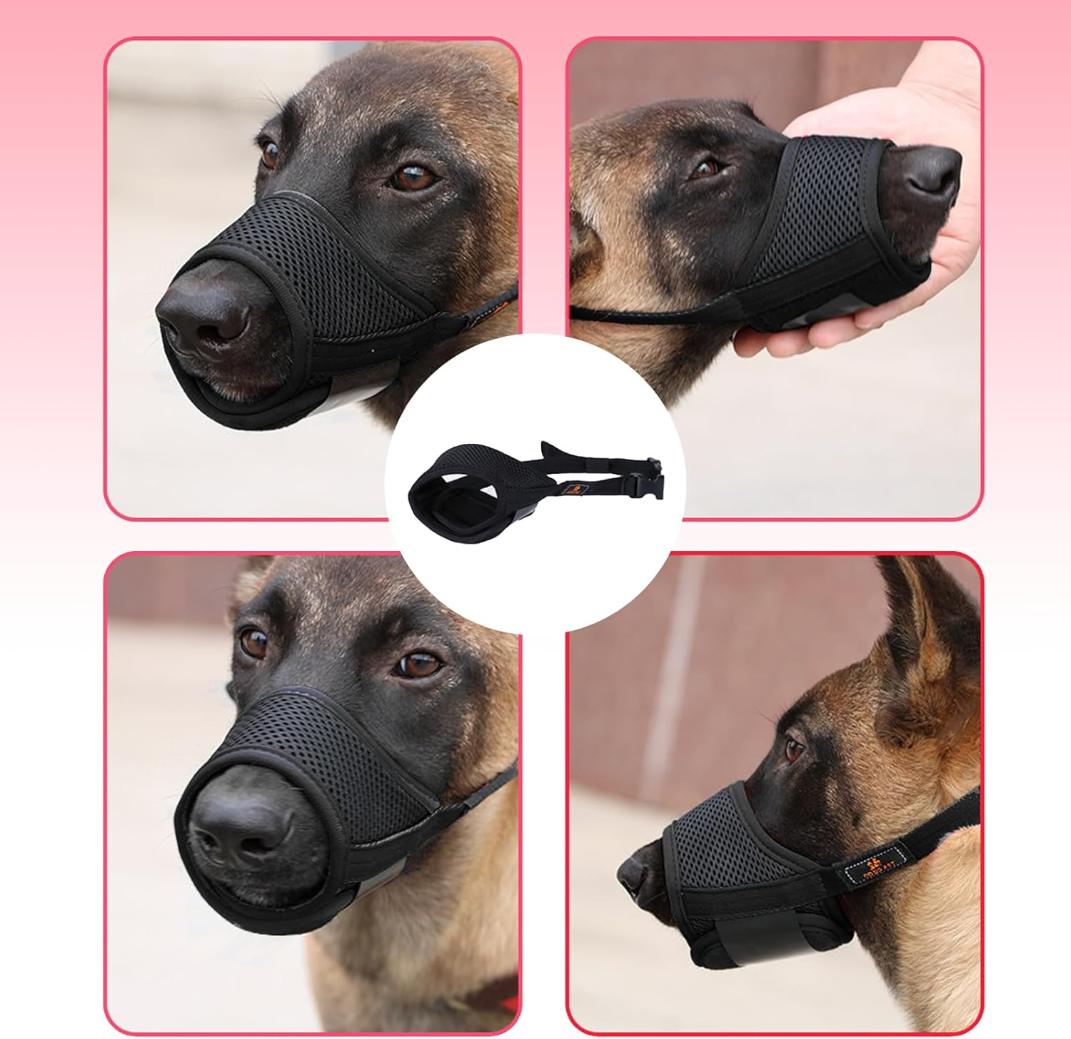Dog Muzzle- Breathable Soft Mesh Muzzle for Medium Dogs Adjustable Strap,Secure Soft Pad & Comfortable Muzzle anti Biting Barking and Chewing for Grooming,Training,Walking (M Size,Black) image number 1