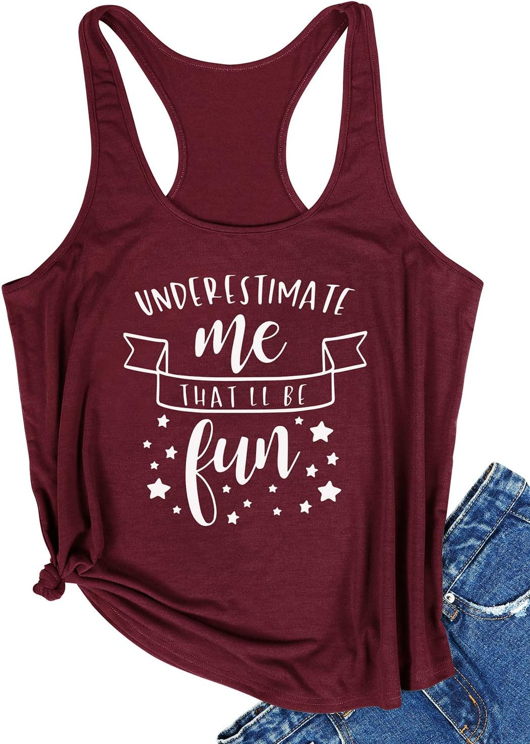 WLLW Women Underestimate Me That Ll Be Fun Sweatshirt Long Sleeve Shirts with Pockets (Y-Wine Red, Small) image number 6