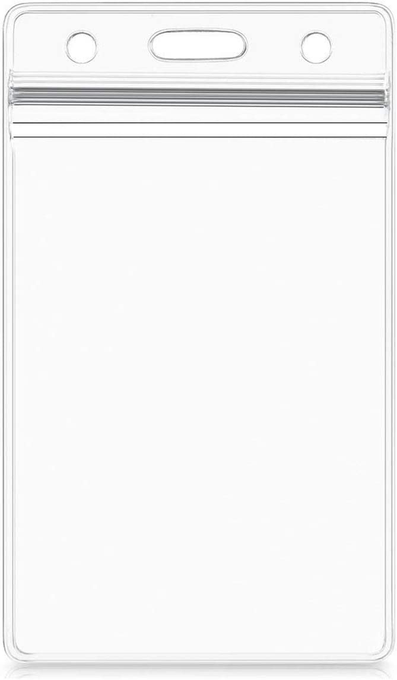 Vertical ID Card Name Tag Badge Holder with Waterproof Type Resealable Zip (Vertical ID, 6 Pcs)