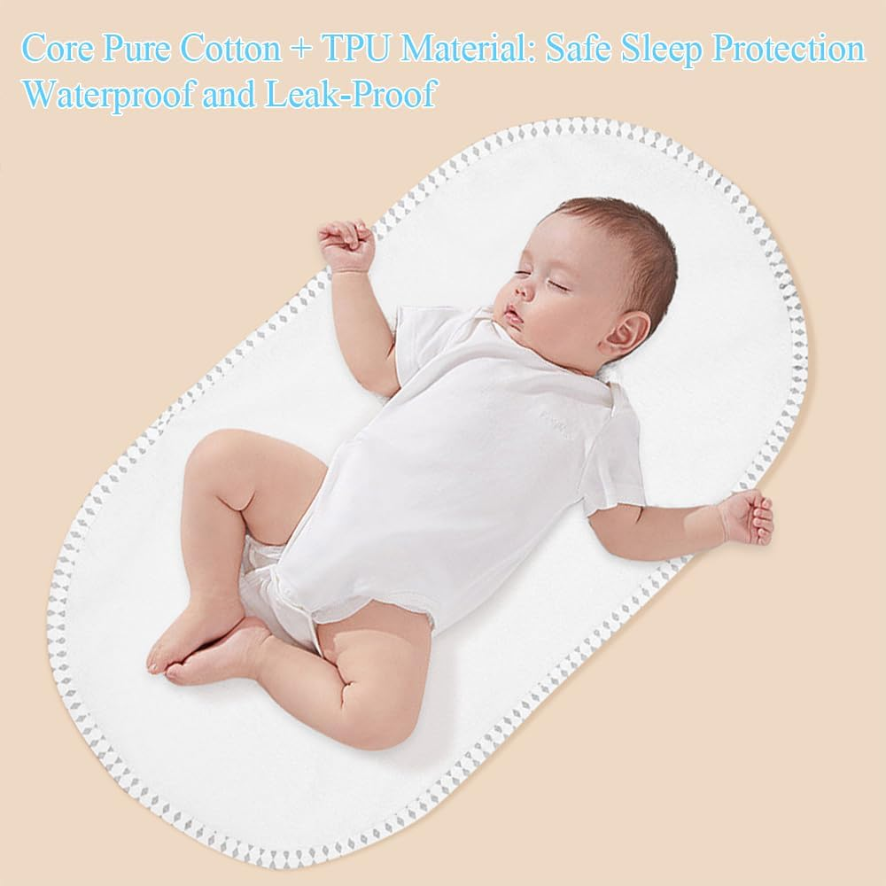 3-Pack Diaper Changing Pads, Changing Pad, Portable Reusable Diaper Pads, Pure Cotton, Washable, TPU Waterproof, Breathable, Enlarged Pad (58.5 * 26.5Cm) image number 5