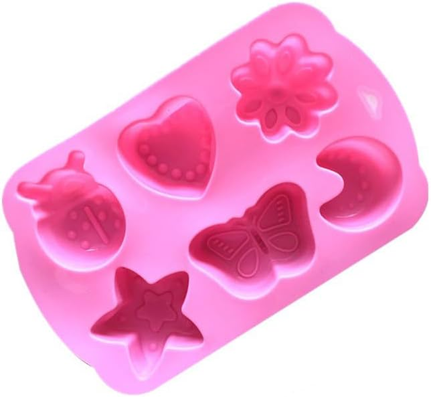Insects Silicone Candy Mold, 2 Packs 6- Cavity Animal Butterfly Moon Star 3D Bakeware Mold, Nonstick Food Grade Mold for Candies, Chocolate, Ice Cube, Resin Craft (Pink, 16.7 * 10.5Cm) image number 3