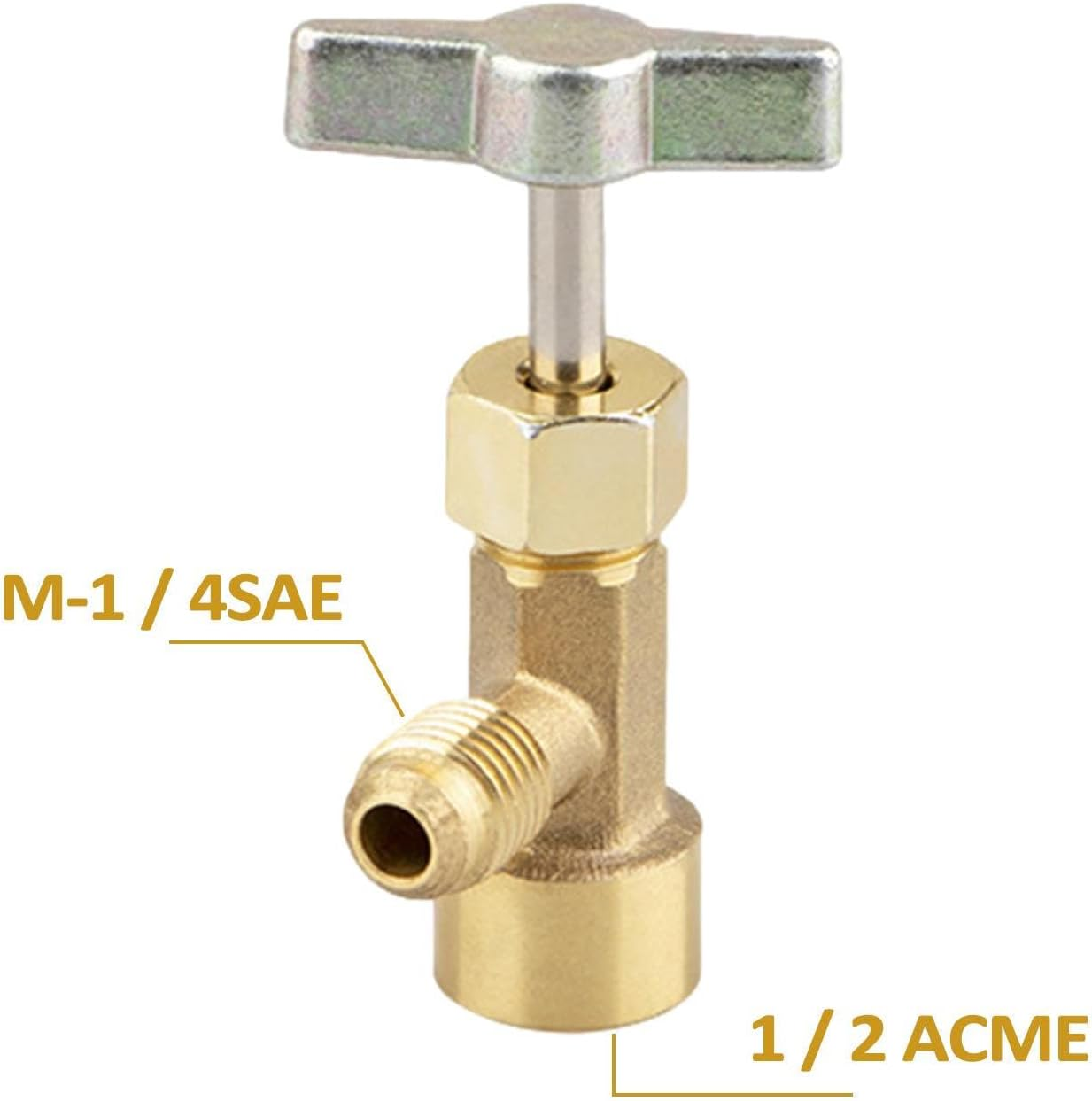 ALASSE R134A Can Tap, Brass, Copper Body Globe Valve, 1/4 in SAE, Refrigerant Can Tap, AC Accessory image number 1