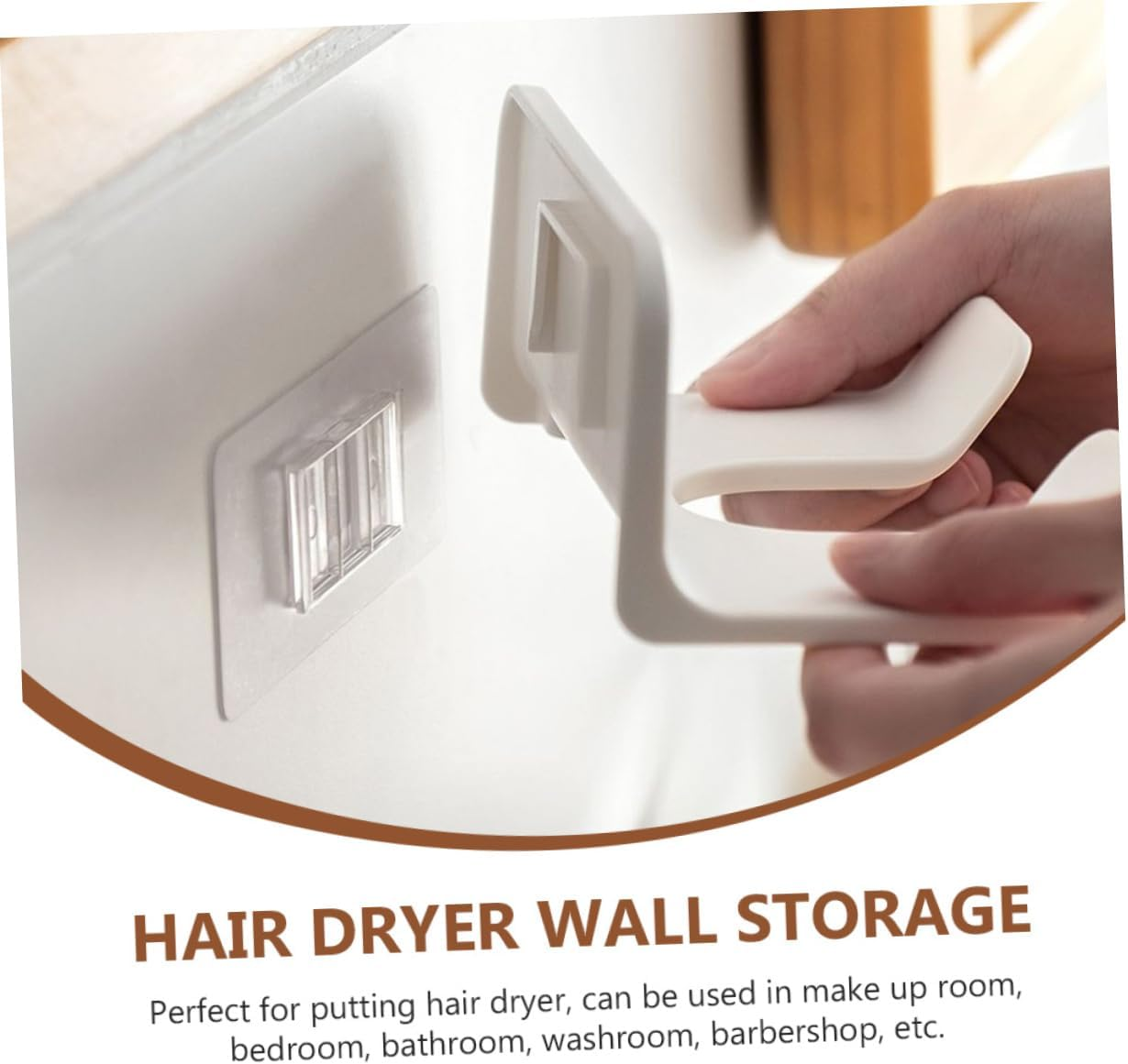 Garneck Wall-Mounted Hair Dryer Holder Design Space-Saving Bathroom Organizer Suitable for Home Barber Shops Easy Install White Finish image number 2