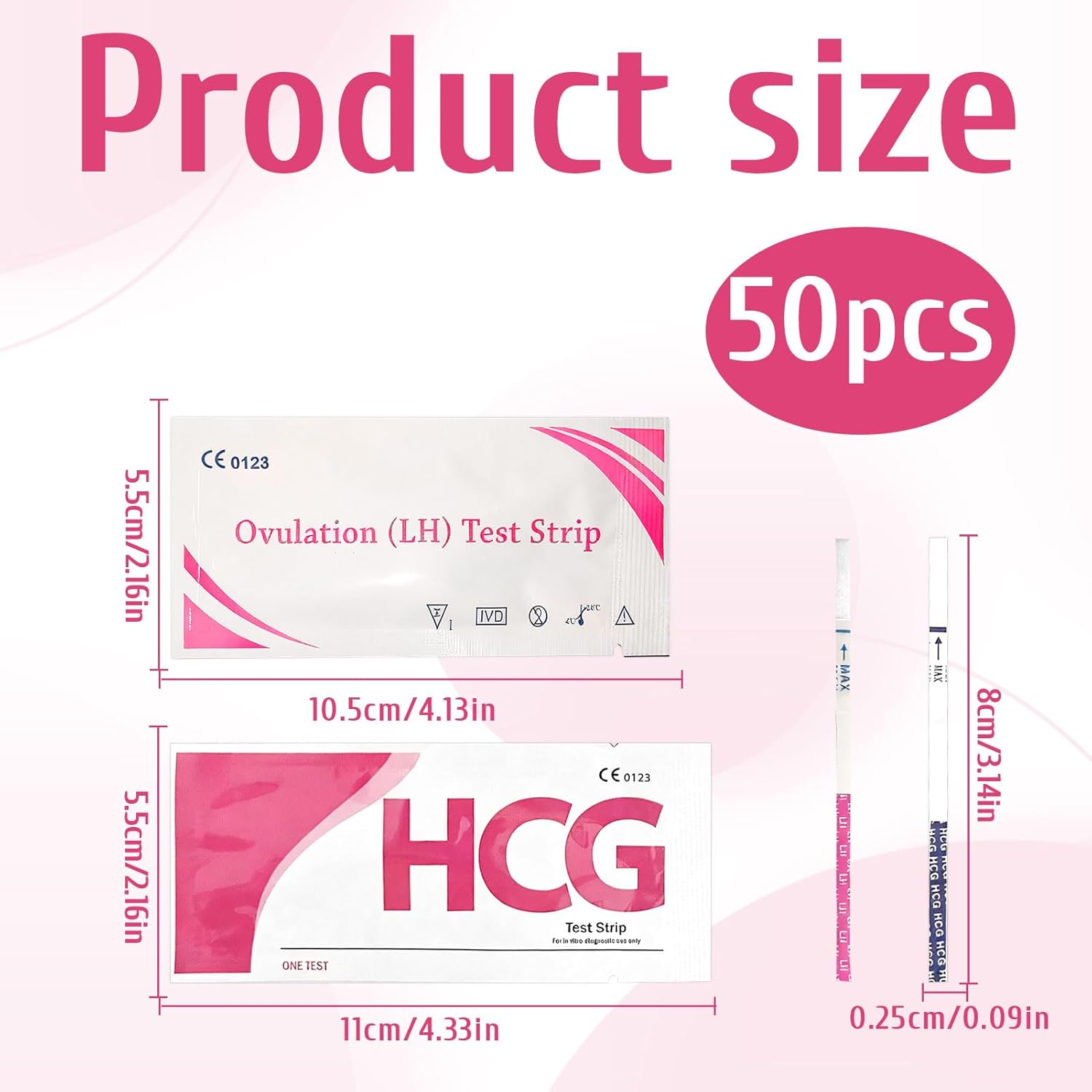 Pregnancy Test Strips, Ovulation Test Strips, Easy at Home Ovulation Strips, 40 LH + 10 HCG Fertility Tests, Ovulation and Pregnancy Test Strip, Early Detection Hygienic Home Testing Combo Kit image number 3