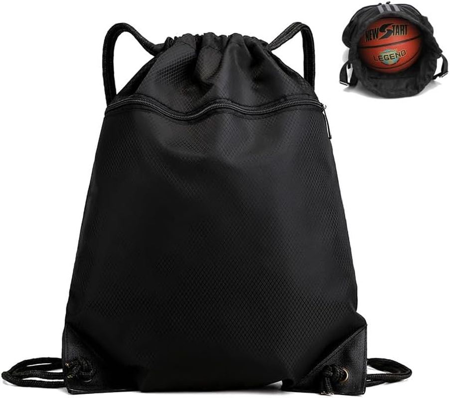 1 Pcs Waterproof Drawstring Bag with Zip Pocket,Drawstring Backpack,Unisex Oxford Gym Bag Backpack for Fitness Sports Travel Beach Holidays image number 6