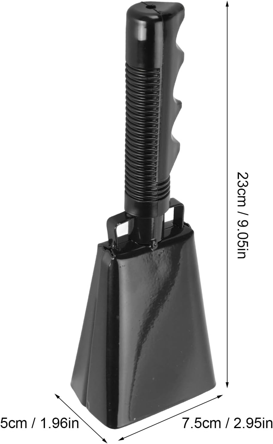 Tihebeyan 9 Inch Cowbell with Handle,Cheering Bell for Sporting Events,Cow Bell Loud Noise Maker Hand,Loud Alarm for Football Games, Concert, Farm Hand Chimes (Black) - Black image number 1