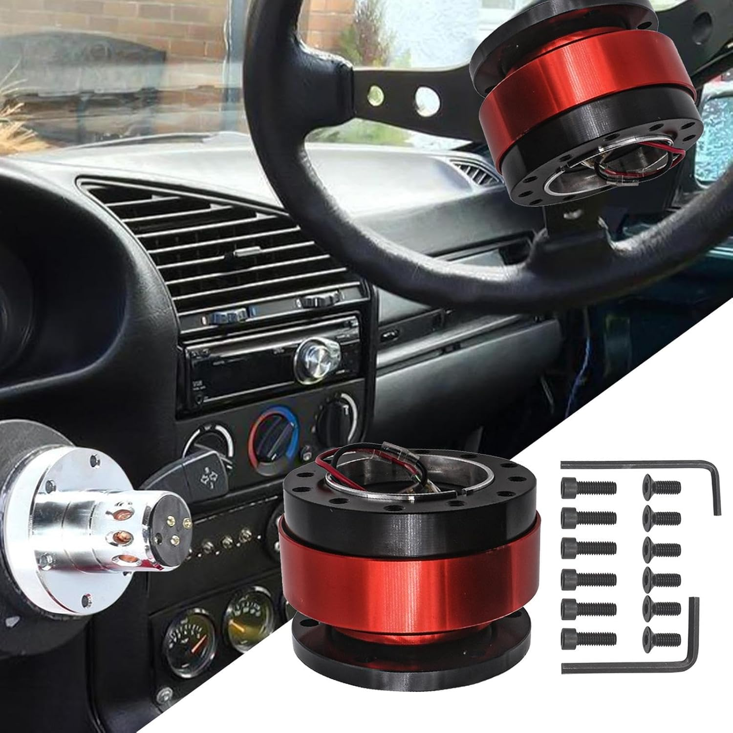 Quick Release Steering Wheel Hub, Steering Wheel Quick Release Hub Adapter, Compact Removable Small Replacement Adapter for Car Truck Boat Automotive Drift Adventure