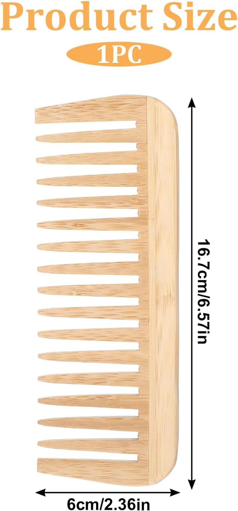 Bamboo Wide Tooth Comb, Large Hair Detangling Comb, Natural Wooden Combs for Hair, Beard, Mustache, Travel-Friendly, Hand Polished, No Handle Design image number 6