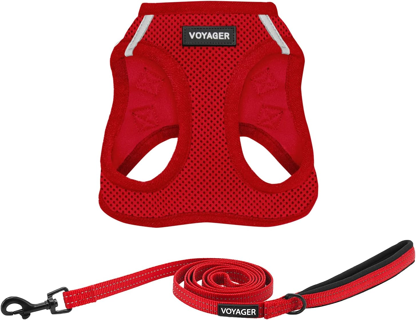 Best Pet Supplies Voyager Step-In Air All Weather Mesh Harness and Reflective Dog 5 Ft Leash Combo with Neoprene Handle, for Small, Medium and Large Breed Puppies by - Harness Leash Set (Red), S image number 1