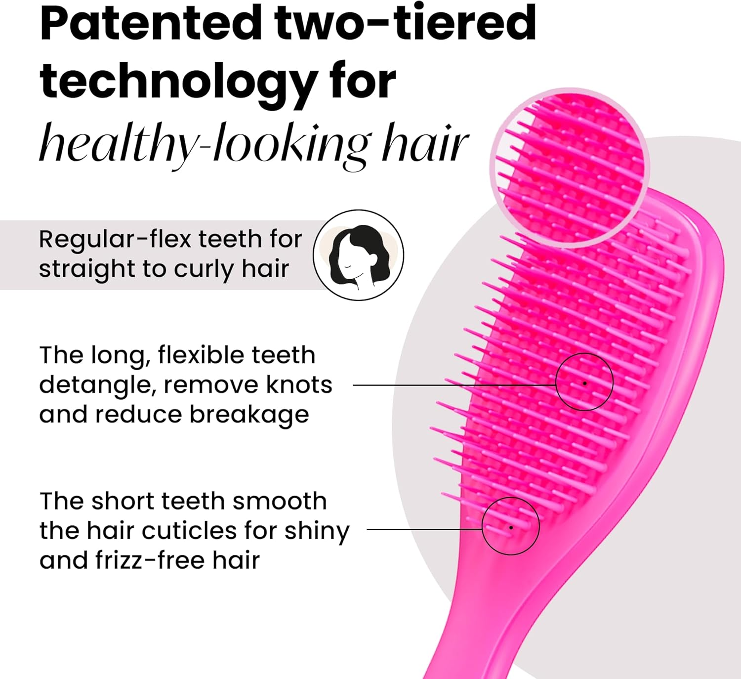 Tangle Teezer Mini the Ultimate Detangler Hairbrush |Gentle on Wet Hair | Two-Tiered Teeth & Comfortable Handle | Ideal for Kids and Travel | Reduces Knots & Breakage | Runway Pink image number 5