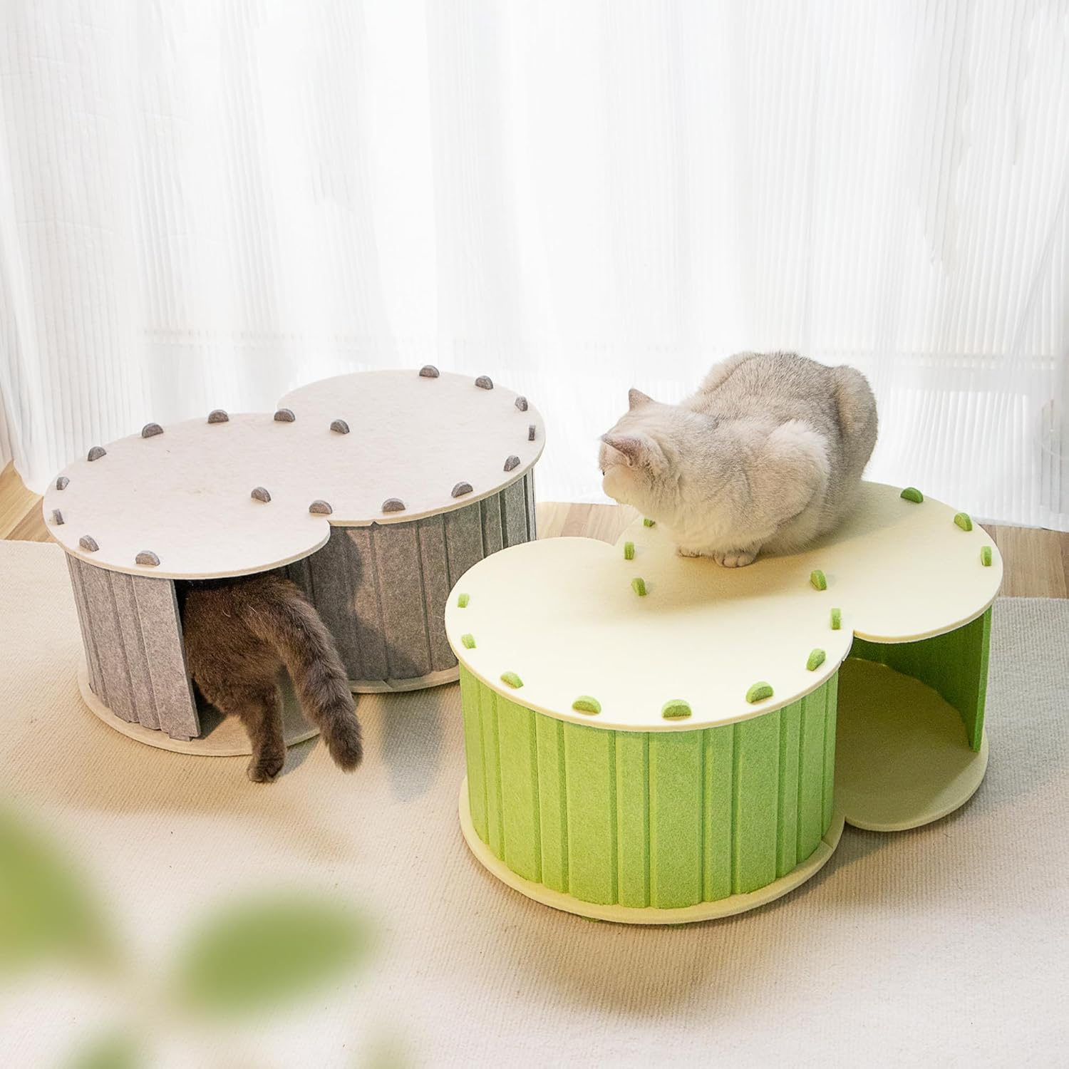 MSBC Cat Claw Sharpener, Felt House for Dogs, All Seasons, Flocked Labyrinth, CC Tunnel, Assembleable, Cute, Lightweight, Durable, Convenient Storage, Size 23.2 X 15.7 X 9.8 Inches (59 X 40 X 25 Cm