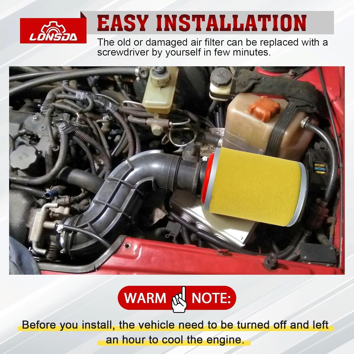 Air Filter & Guide & End Cap Kit for Yamaha Grizzly 350 400 450 Kodiak 400 450 Wolverine 350 450 Bruin 350#5UH-E4458-00-00 5UH-E4451-10-00