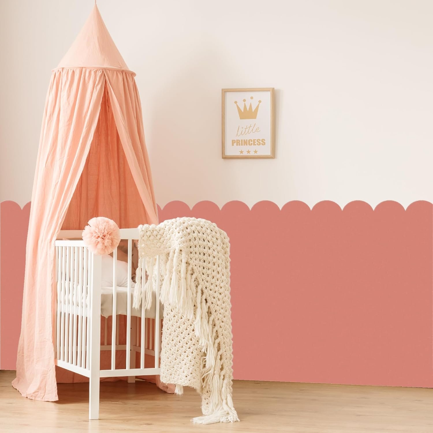 Scallop Border Wall Stencils Kit for Painting Large Pattern on Wall, Reusable Cloud Scallop Edge Template for Nursery, Kids Bedroom Livingroom Home Scandinavian Boho Painting Wall D&eacute;cor image number 4