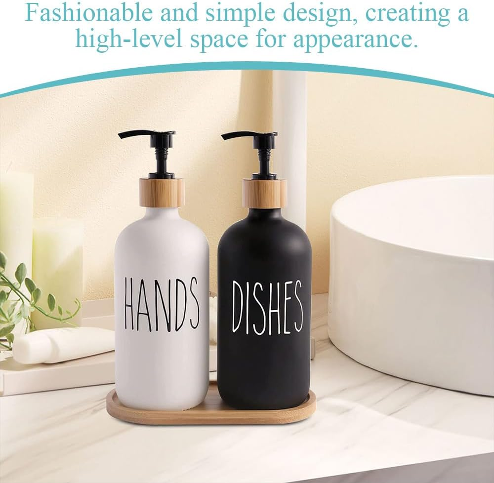 Soap Dispenser with Pump & 16 Oz Glass Soap Dispenser,Soap Dispenser Set/Shower Gel Bottle,Hand Soap Dispenser for Kitchen Decor image number 3