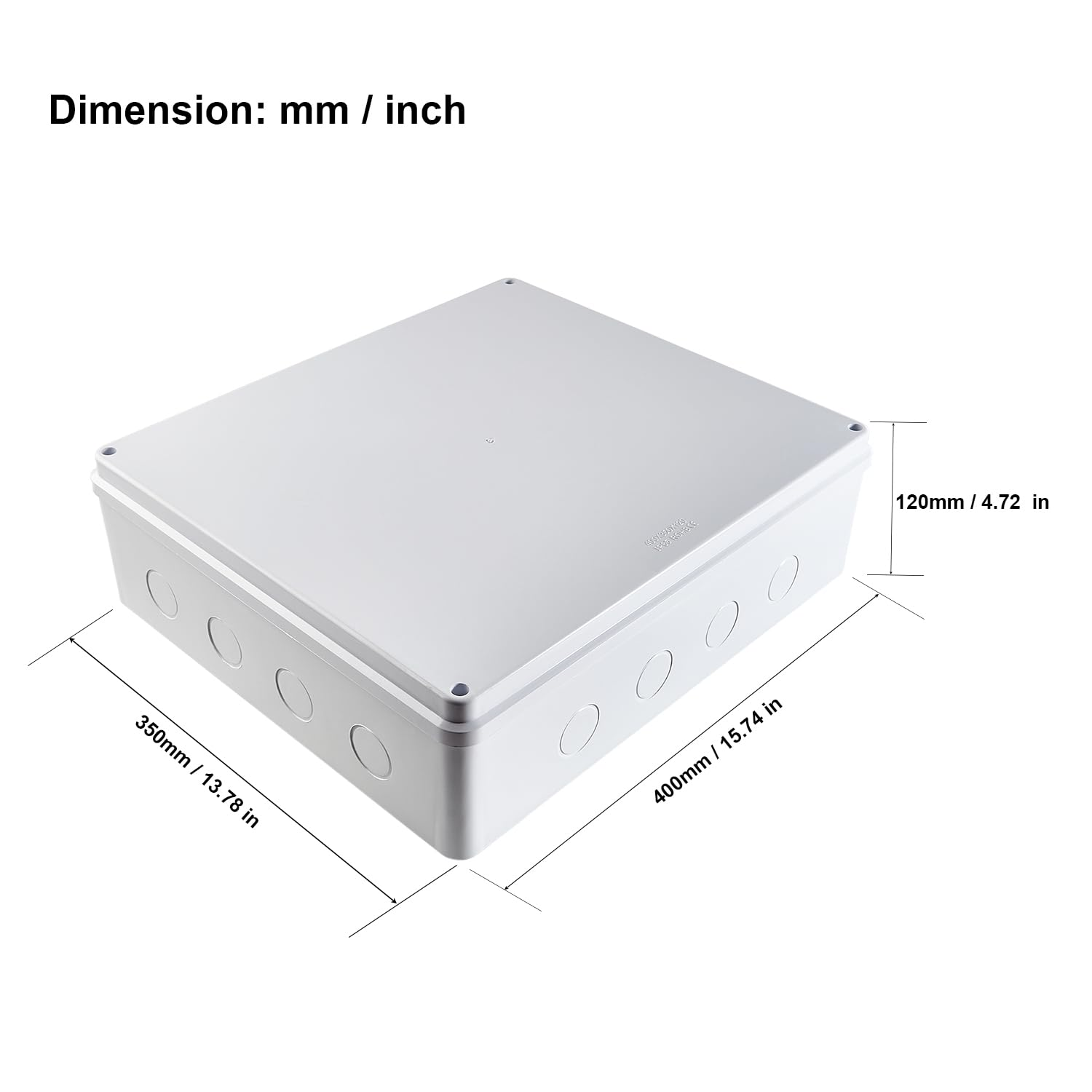 Guangstar Waterproof/Bugproof IP65 Universal Reserved Holes Electrical Junction Box, ABS Plastic Indoor/Outdoor Electrical Project Enclosure, White, 1 Pack(400X350X120Mm) image number 2