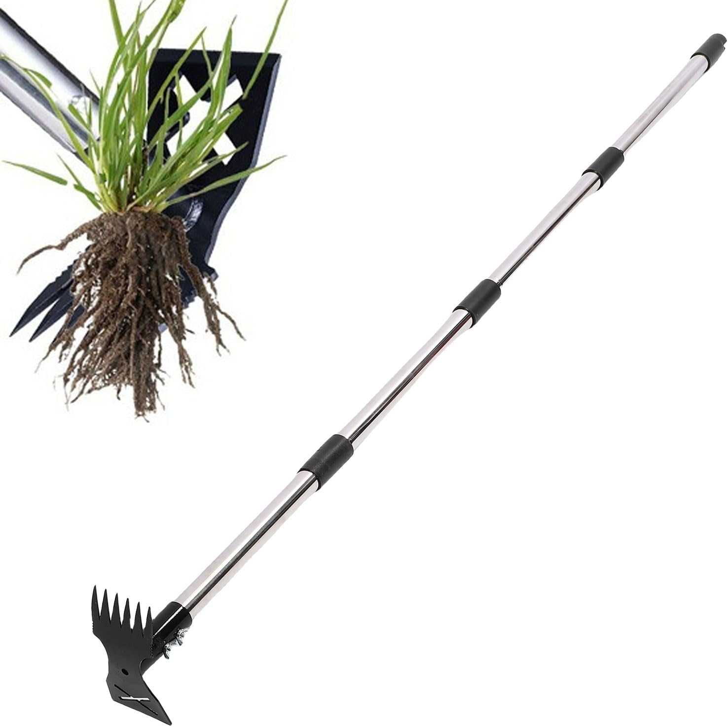 Oreilet Weed Puller Tool, 16 Inches to 60 Inches Long Handle Standing Detachable Hand Weed Remover Tool for Garden Patio Farm, Stand up Weeding Tool image number 3