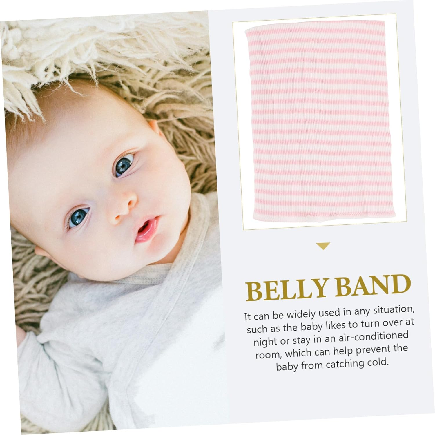 Cotton Belly Band for Newborns and Soft Breathable Belly Protector Seamless Stretch Design for Comfortable Abdomen Warmth and Navel Protection Pink Stripe image number 6